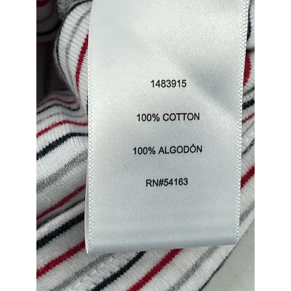 Tommy Hilfiger Women's Short Sleeve Red White Blue Gray Striped Shirt Top Size L